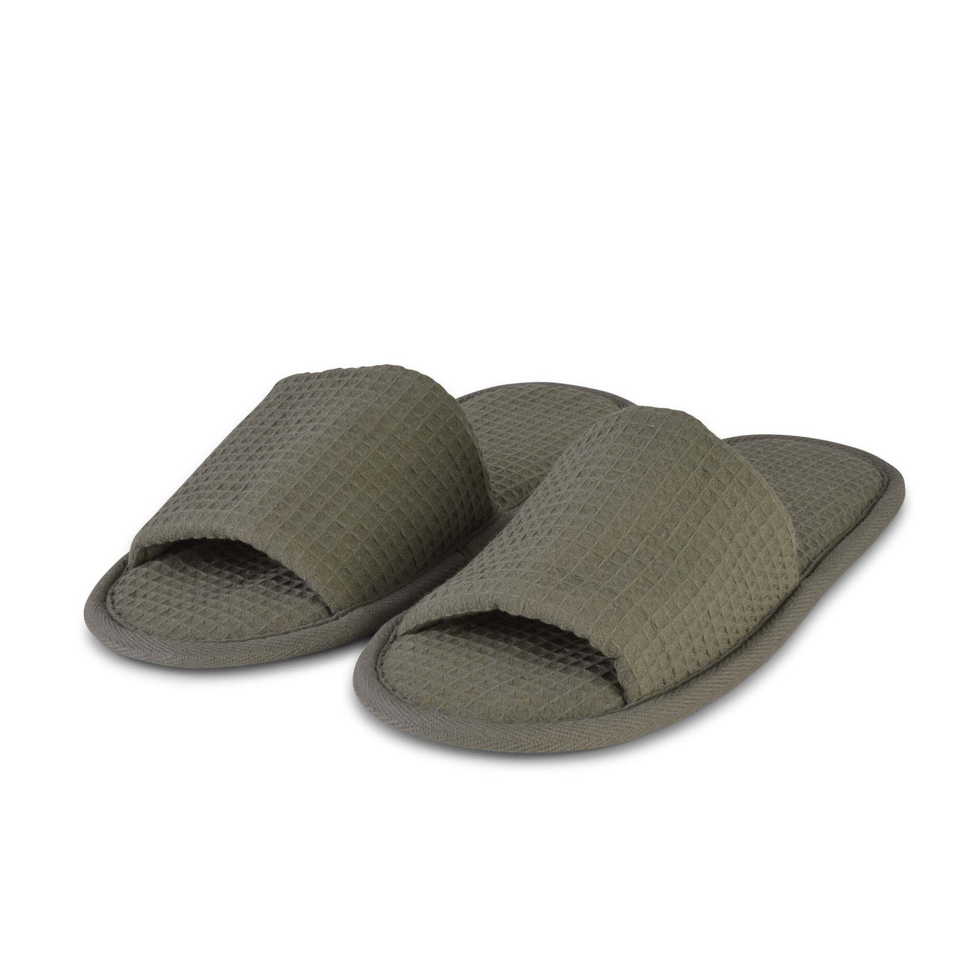 Lyndhurst Eco Friendly, Biodegradable, Plastic Free Waffle Open Toe Slippers Green and White