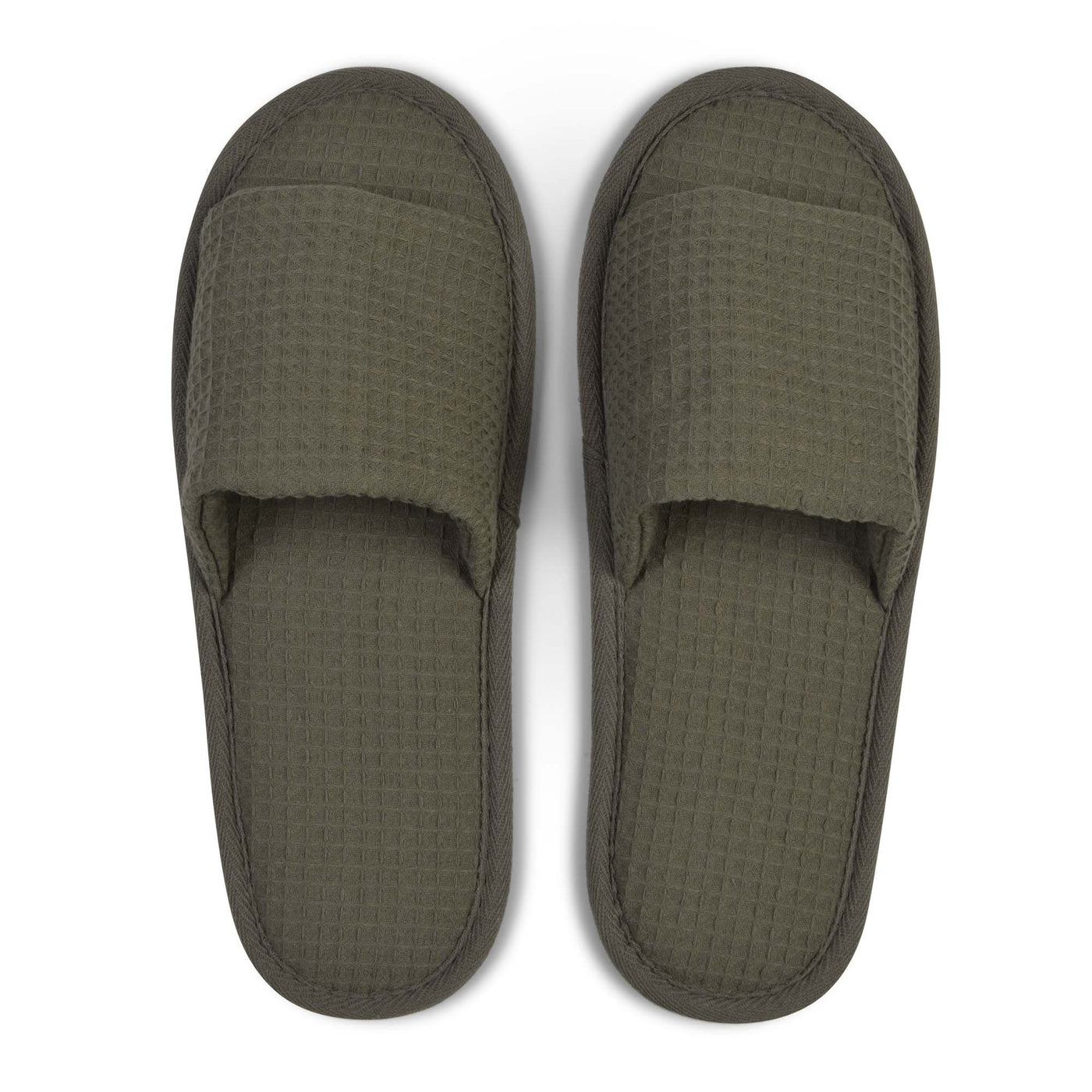 Lyndhurst Eco Friendly, Biodegradable, Plastic Free Waffle Open Toe Slippers Green - Pack of 100