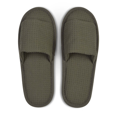 Lyndhurst Eco Friendly, Biodegradable, Plastic Free Waffle Open Toe Slippers Green or White - Pack of 100